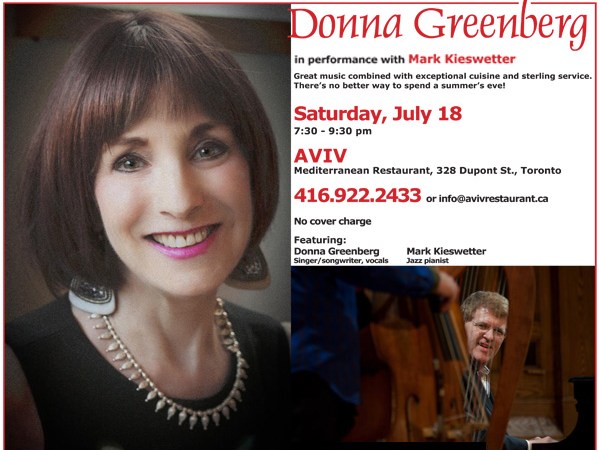 Donna live with Mark Kieswetter at&nbsp;Aviv!